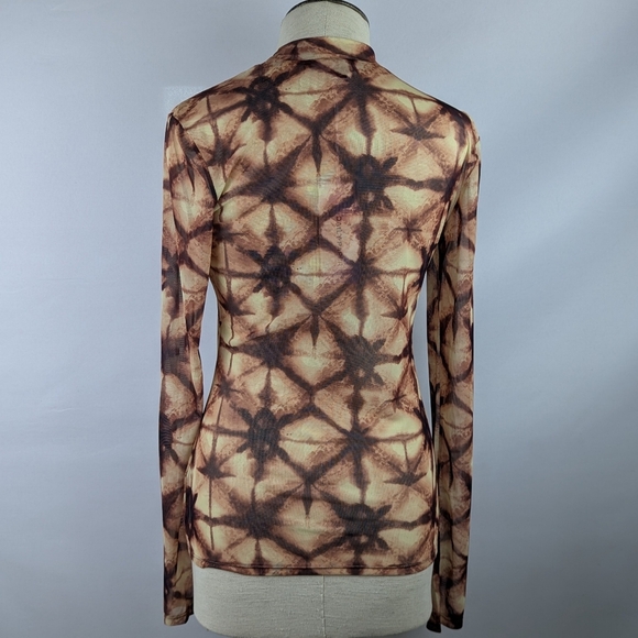 Daily Paper Pelembe Mesh T-Shirt Long Sleeve Semi Sheer Orange Brown M NWT - Picture 6 of 13
